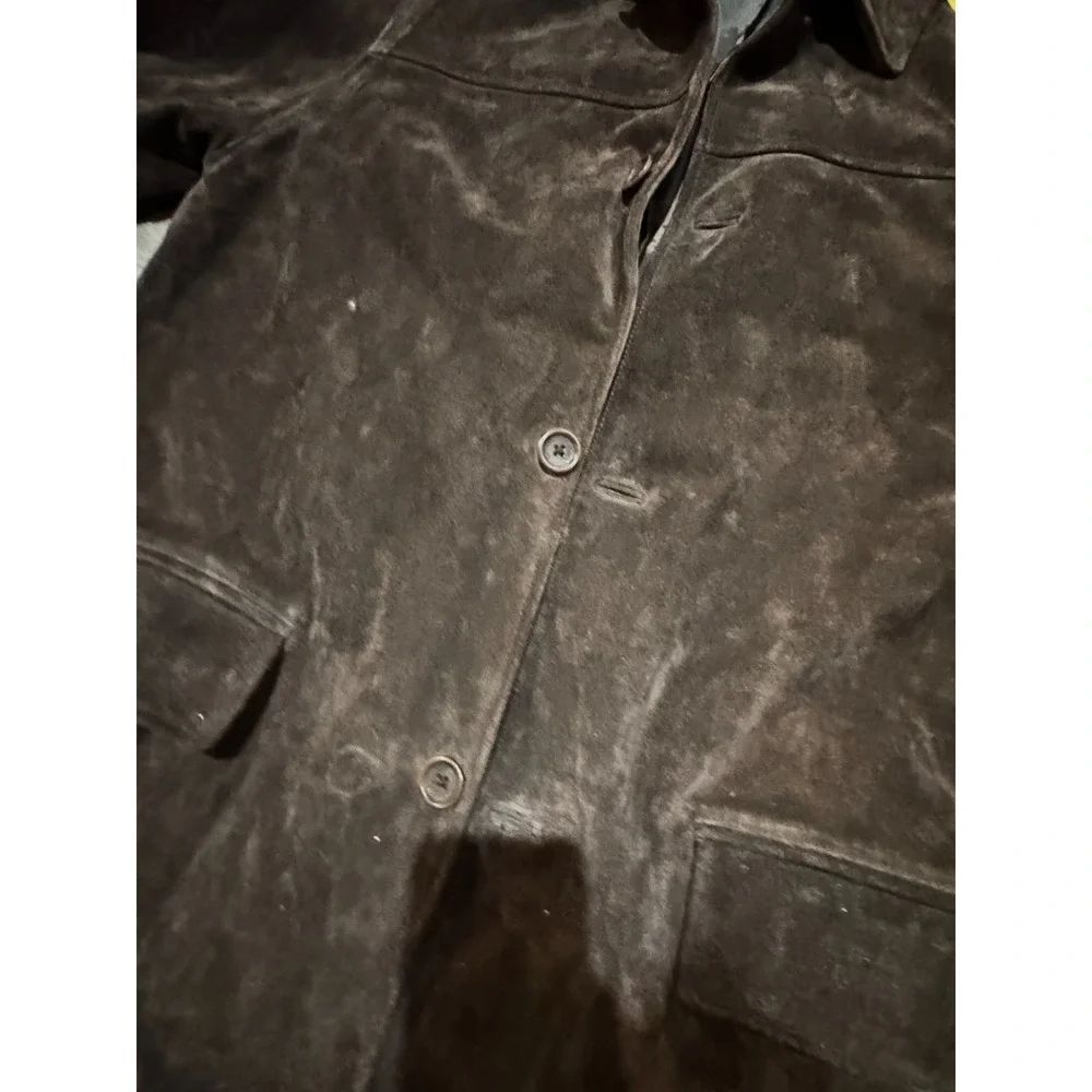 Banana Republic Soft Heavy Weight Chocolate Brown Suede Leather Jacket - M